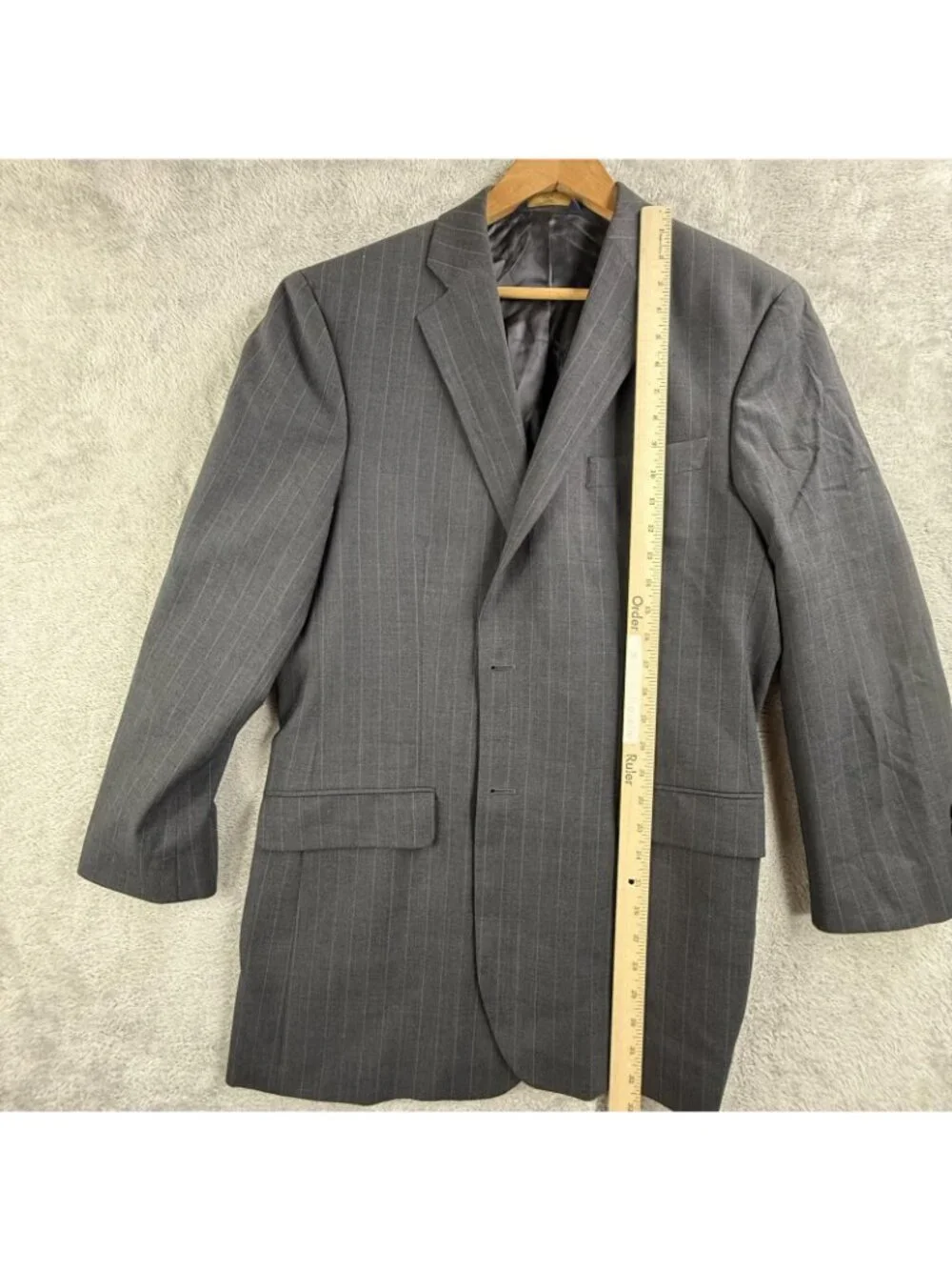 Brooks Brothers Suit Jacket Mens 42L Gray Pinstripe 346 Stretch Wool Sport Coat